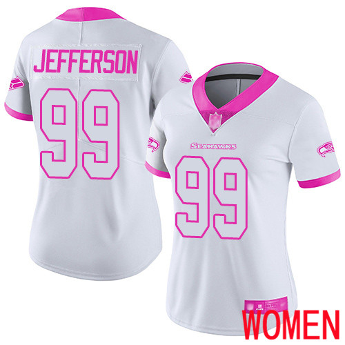 Seattle Seahawks Limited White Pink Women Quinton Jefferson Jersey NFL Football #99 Rush Fashion->seattle seahawks->NFL Jersey